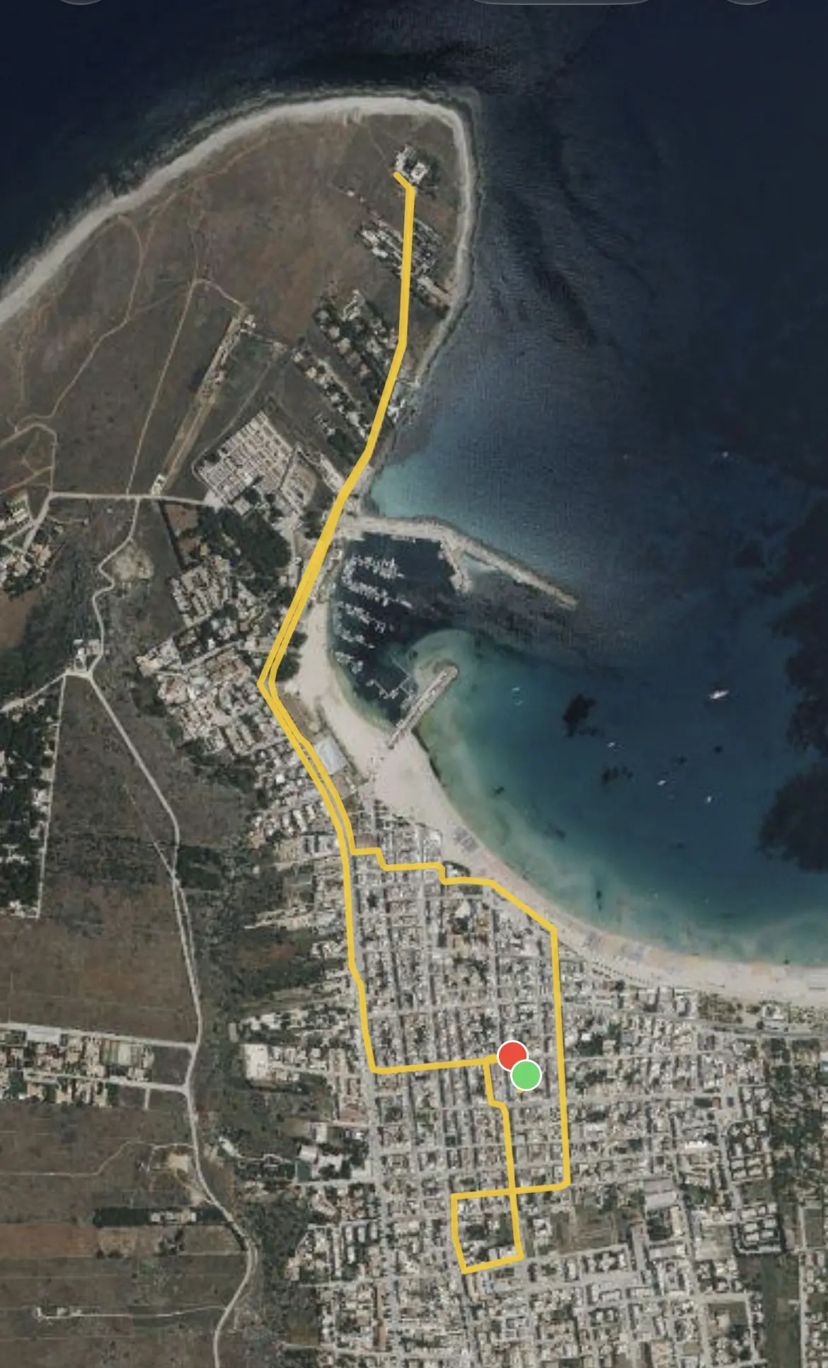 Rota de 5km dos dados recolhidos em San Vito Lo Capo